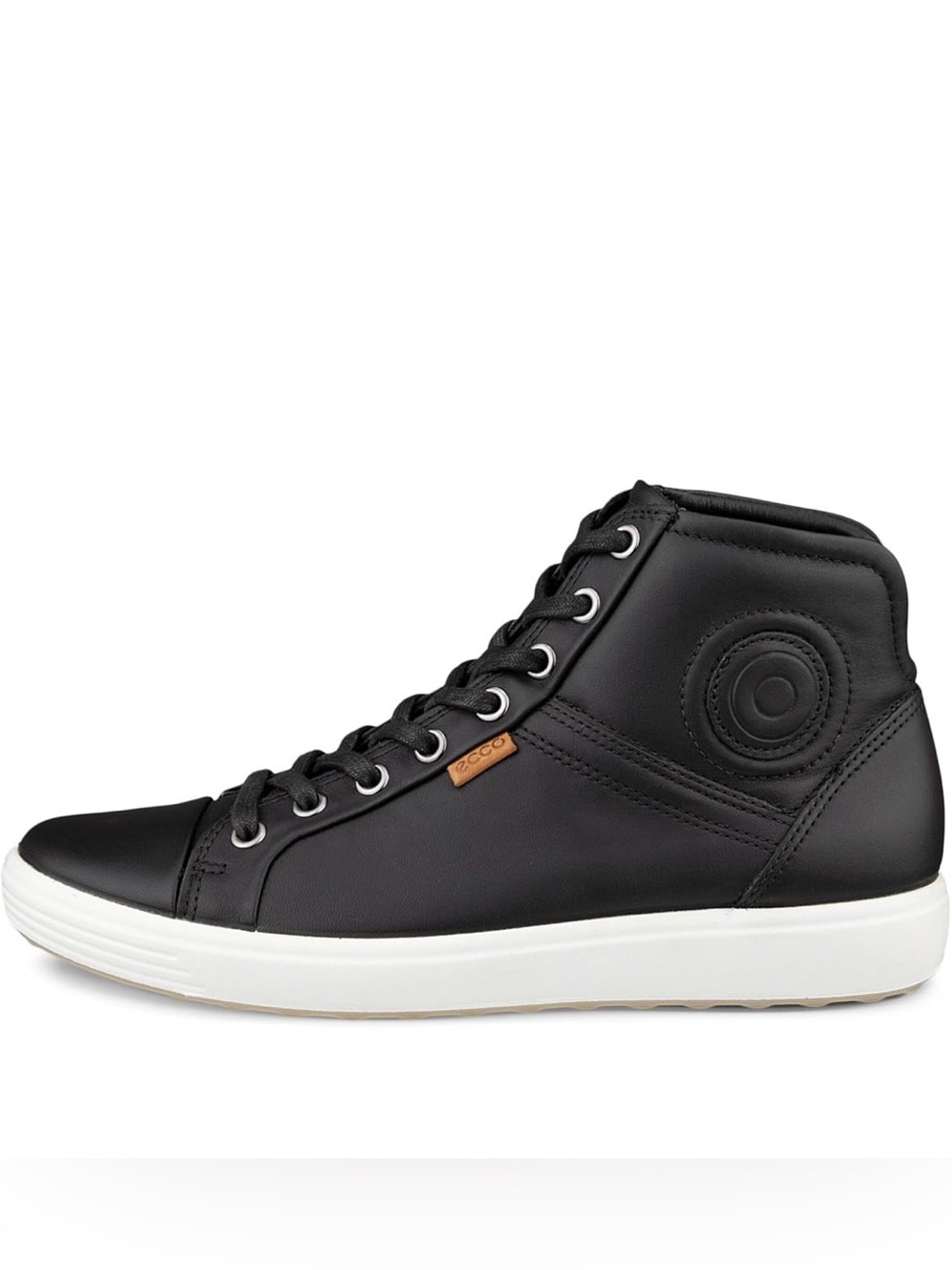 Ecco Soft 7 Black High-Top Sneakers with Cream Sole
